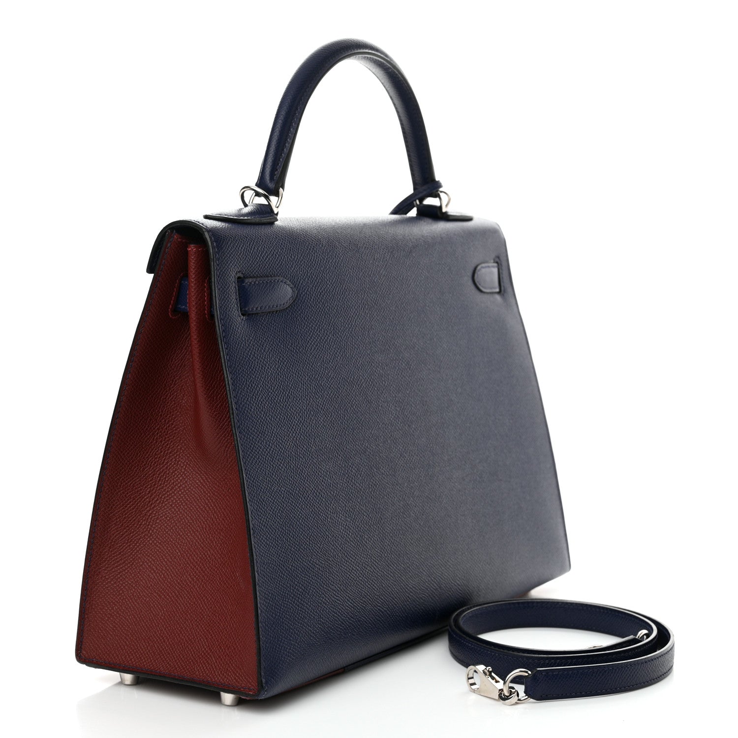 Hermes Epsom Flag Kelly Sellier 32 Rouge H Bleu Saphir 3 of 13