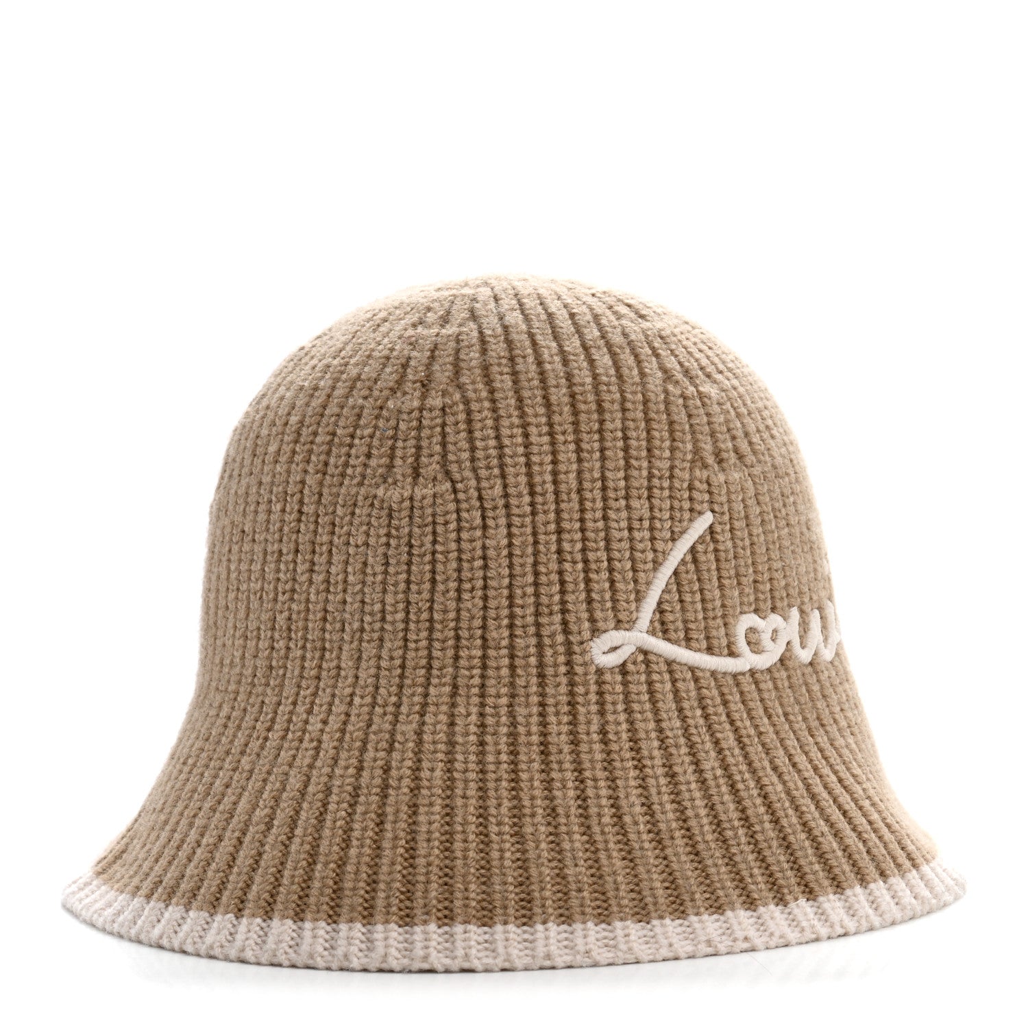Louis Vuitton Wool LV Script Bucket Hat S Beige Cream 5 of 9