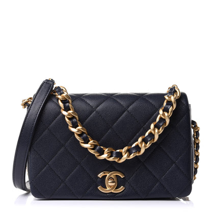Chanel Caviar Quilted Small Fashion Therapy Flap Bag Navy Blue 1 of 14