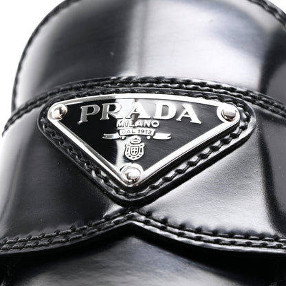 Prada Spazzolato Metal Triangle Logo 85mm Loafers 36 Black 9 of 10