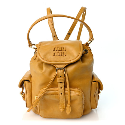 Miu Miu Soft Calfskin Medium Backpack Whiskey 1 of 9