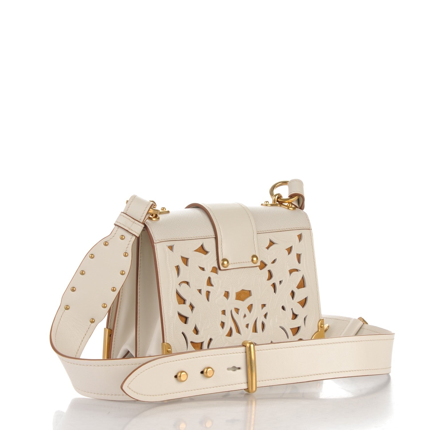 Prada City Calf Saffiano Laser Cut Cahier Bag Talco 3 of 7