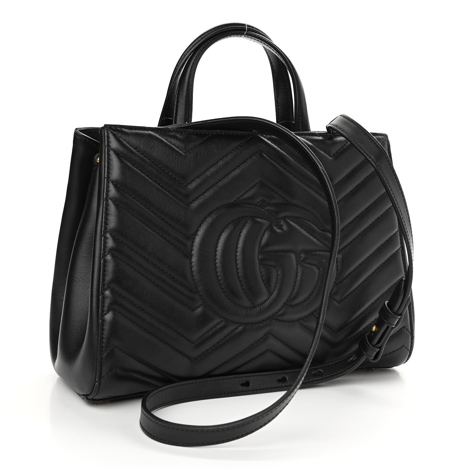 Gucci Calfskin Matelasse Small GG Marmont Tote Black 3 of 10
