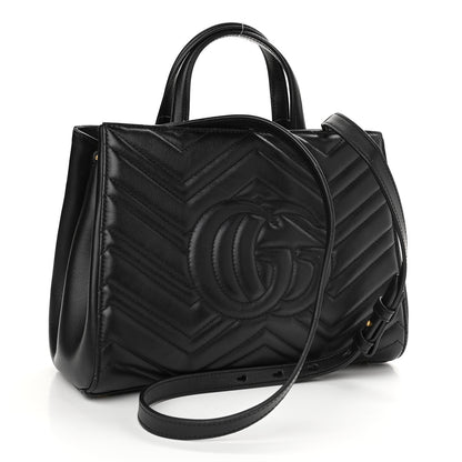 Gucci Calfskin Matelasse Small GG Marmont Tote Black 3 of 10