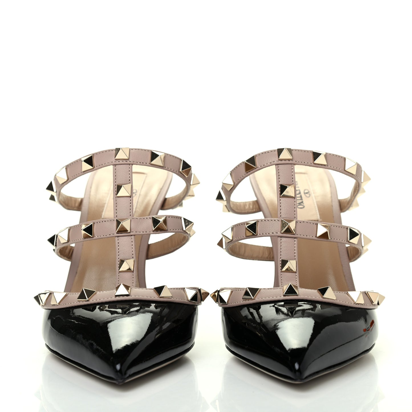 Patent Rockstud 90mm Cage Mules 38 Black Poudre
