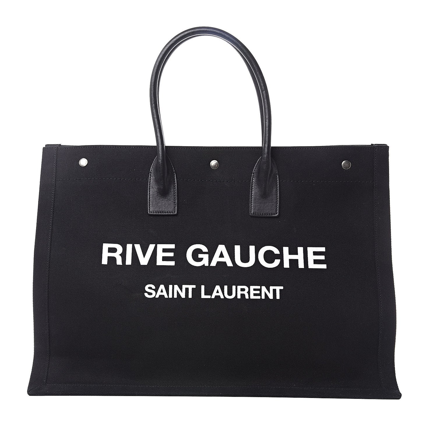 Linen Calfskin Rive Gauche Tote Black