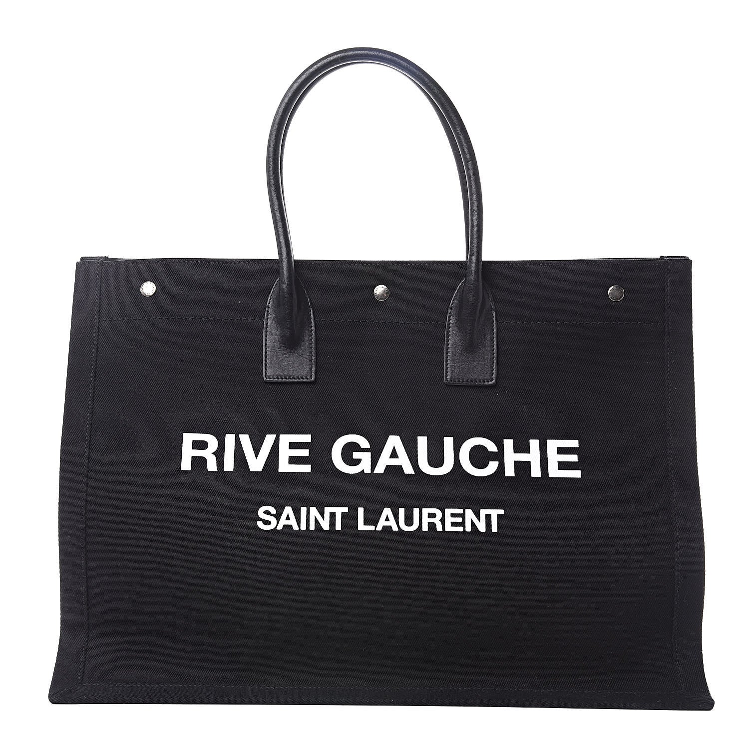Saint Laurent Linen Calfskin Rive Gauche Tote Black 1 of 8