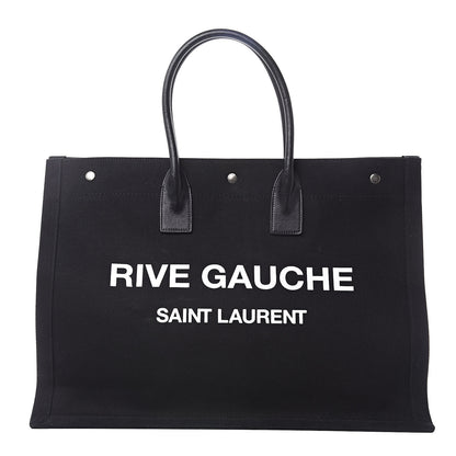 Saint Laurent Linen Calfskin Rive Gauche Tote Black 1 of 8