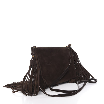 Saint Laurent Suede Calfskin Small Fringe Crossbody Bag Brown 4 of 11