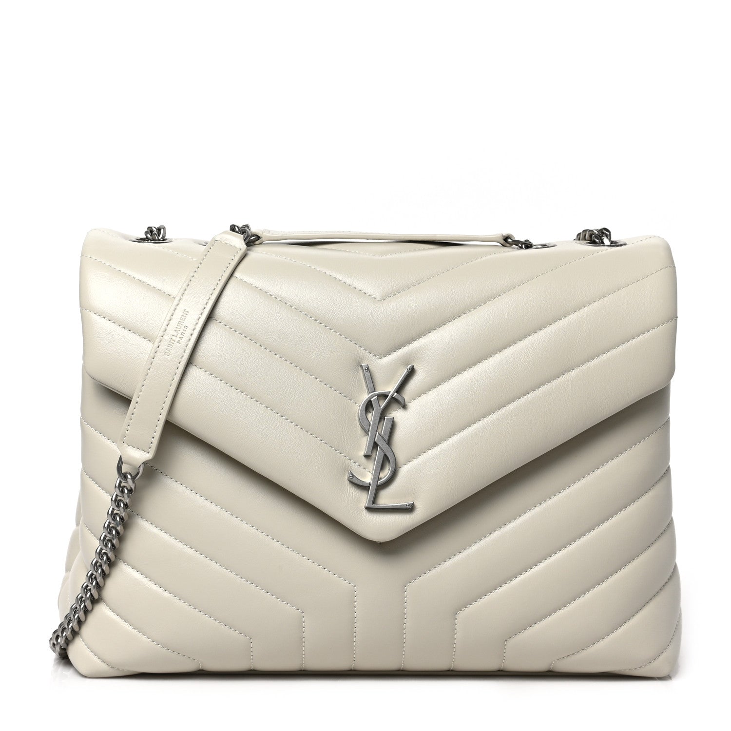 Saint Laurent Calfskin Y Quilted Monogram Medium Loulou Chain Satchel Blanc Vintage 1 of 7