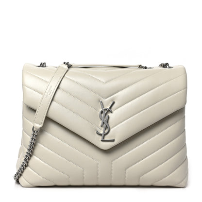 Saint Laurent Calfskin Y Quilted Monogram Medium Loulou Chain Satchel Blanc Vintage 1 of 7