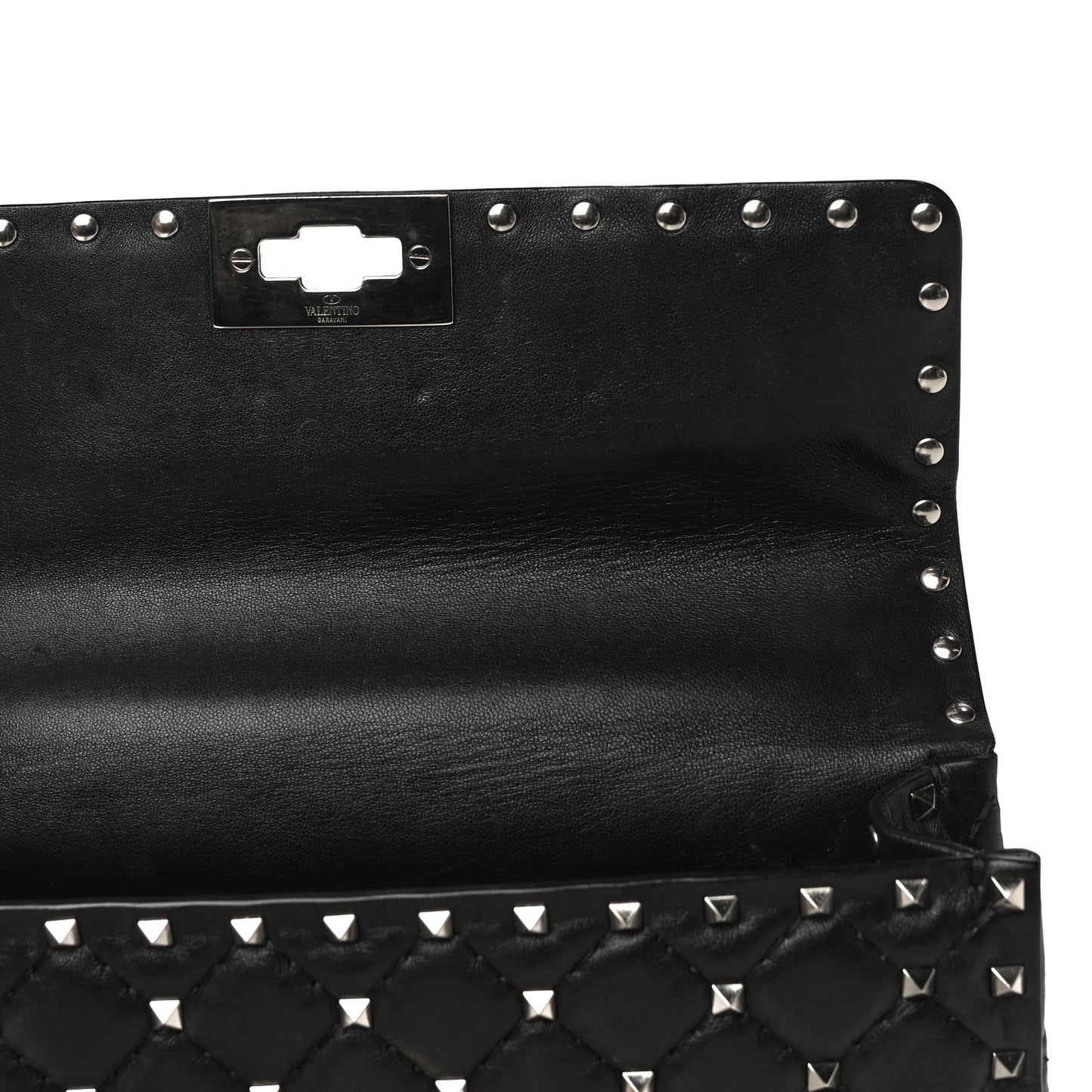 Lambskin Medium Rockstud Spike Shoulder Bag Black