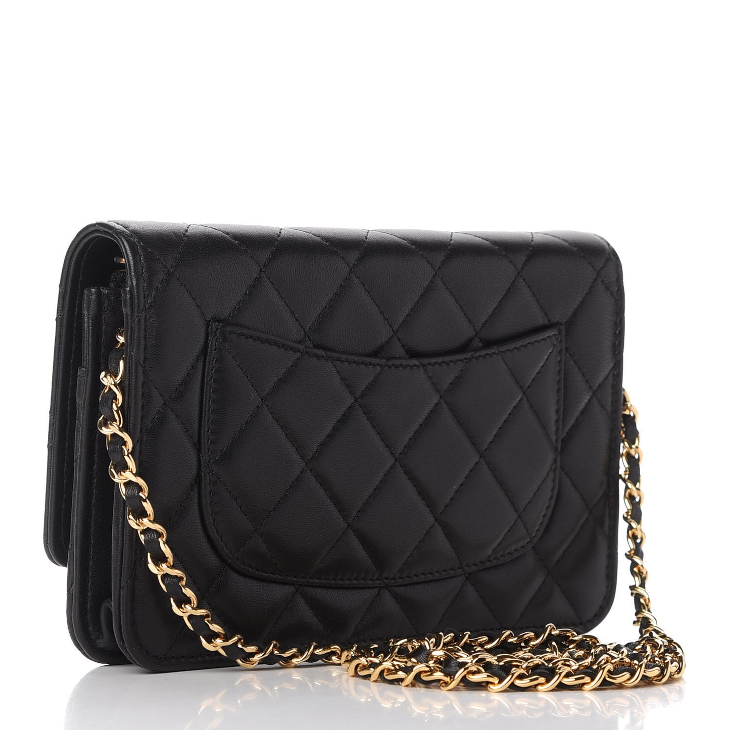 Lambskin Quilted Wallet On Chain WOC Black