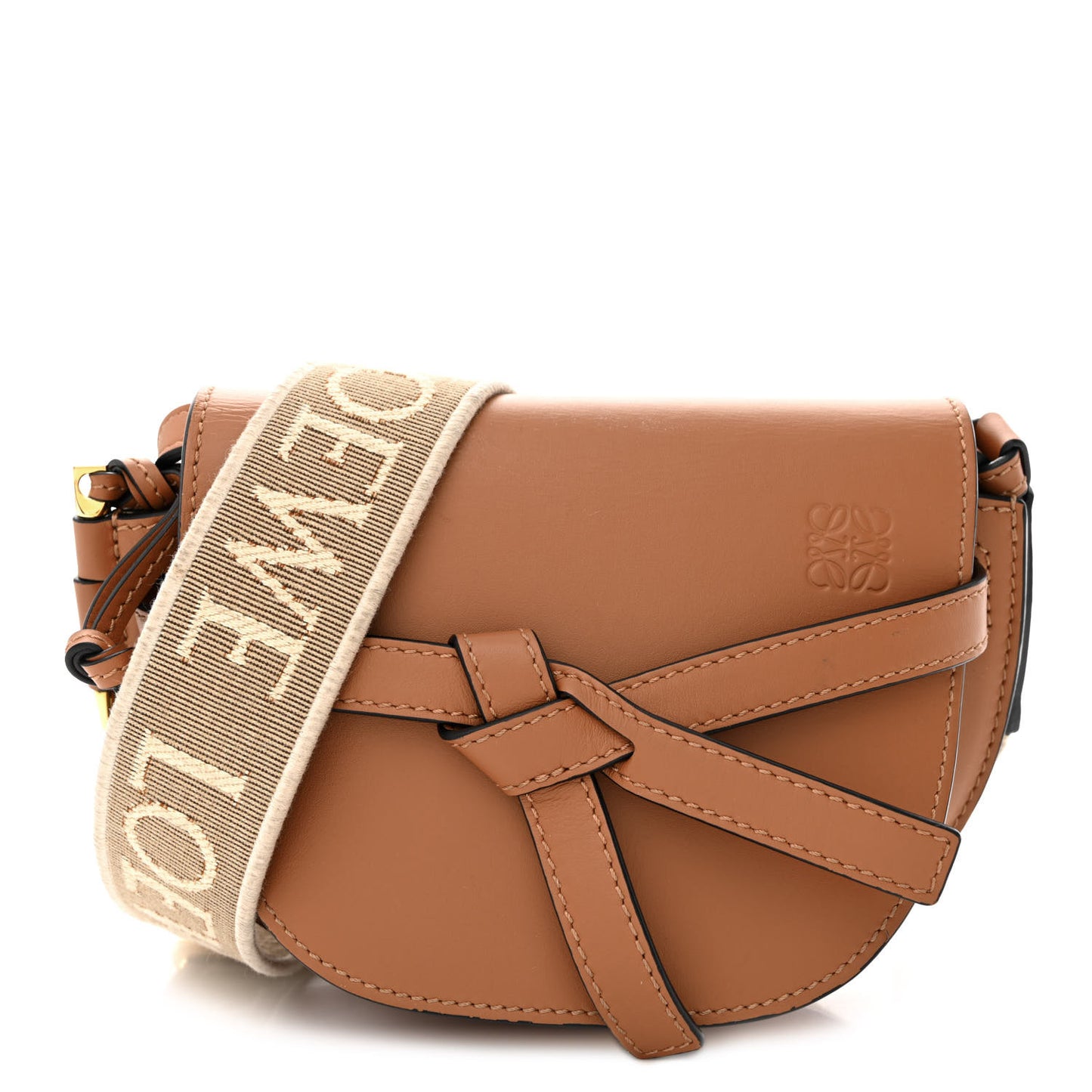 Calfskin Jacquard Mini Gate Dual Bag Tan