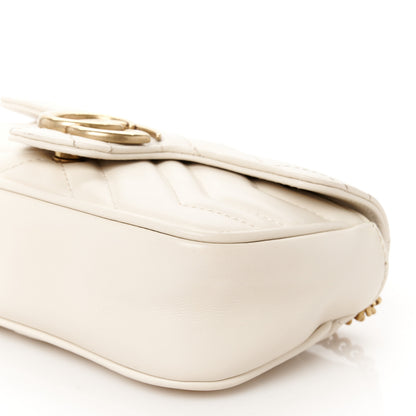 Gucci Calfskin Matelasse Super Mini GG Marmont Shoulder Bag White 10 of 12