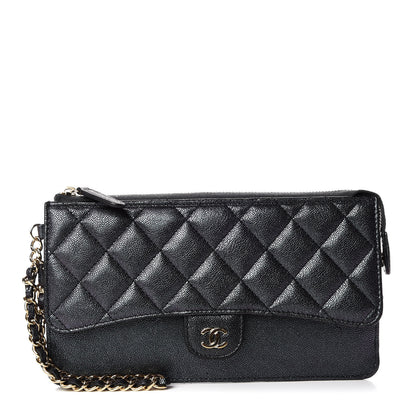 Chanel Iridescent Caviar Quilted Classic Pouch With Handle Black 1 of 9