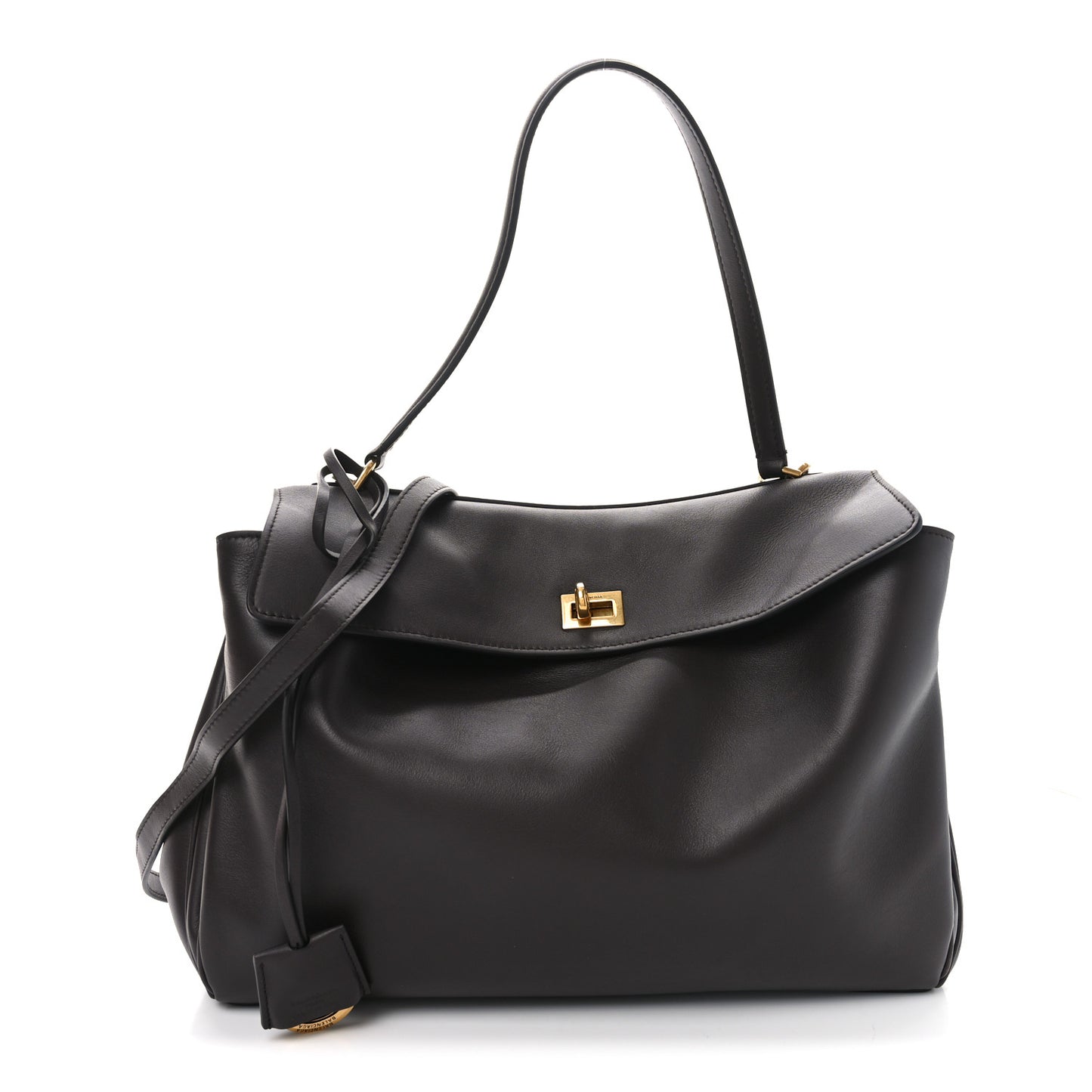 Natural Smooth Calfskin Medium Rodeo Top Handle Handbag Espresso