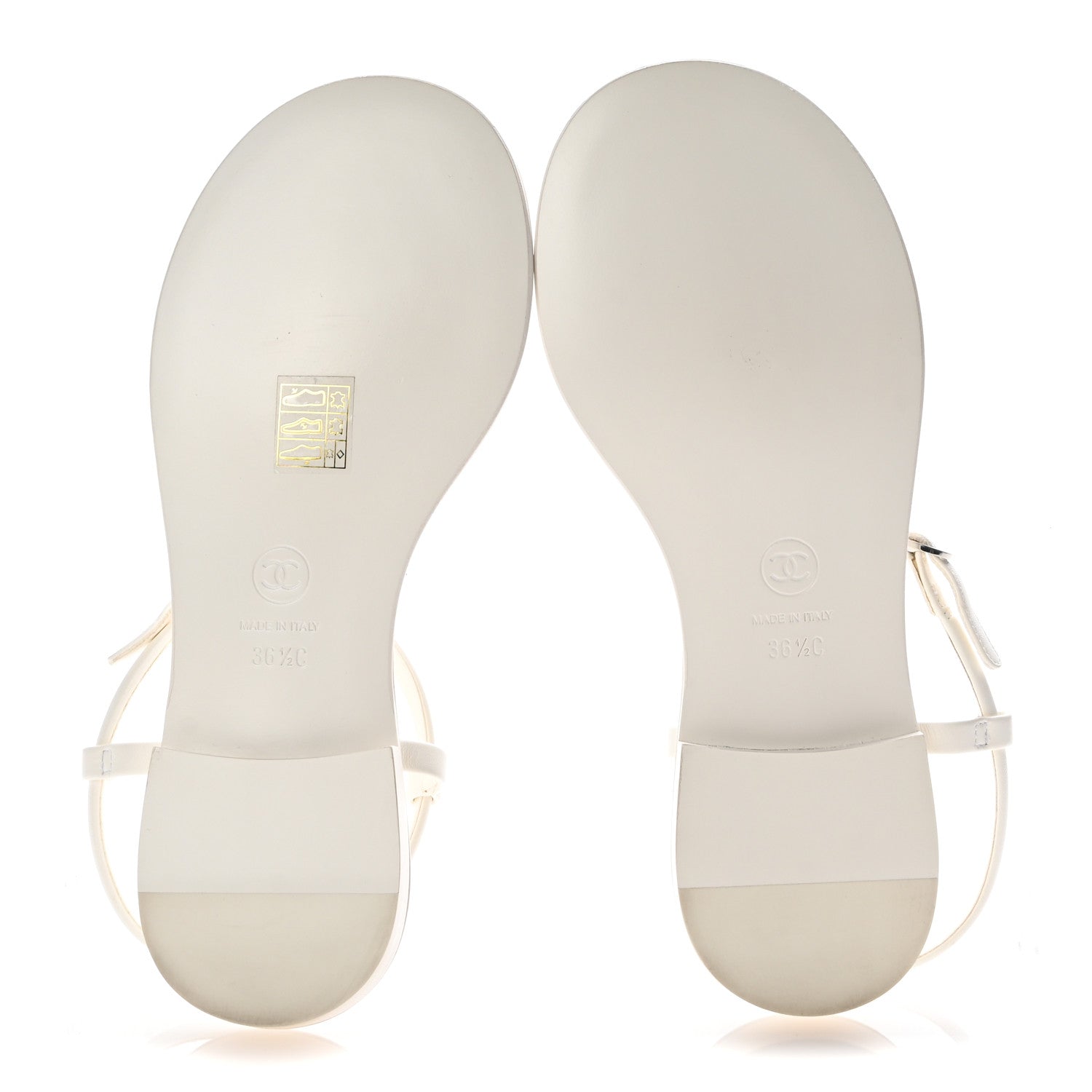 Chanel Lambskin Crystal Baguette CC Thong Sandals 36.5 White 6 of 9