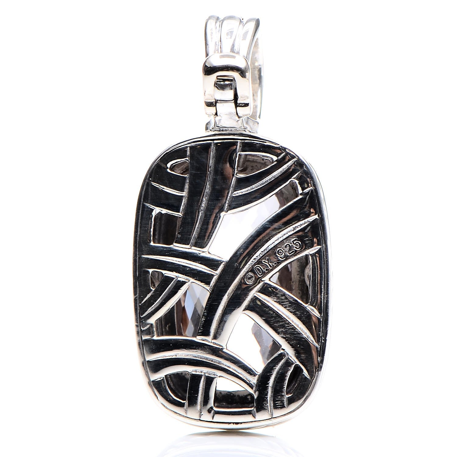 David Yurman Sterling Silver Lavender Amethyst Diamond Rectangular Albion Enhancer Necklace Pendant 3 of 4