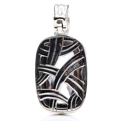 David Yurman Sterling Silver Lavender Amethyst Diamond Rectangular Albion Enhancer Necklace Pendant 3 of 4