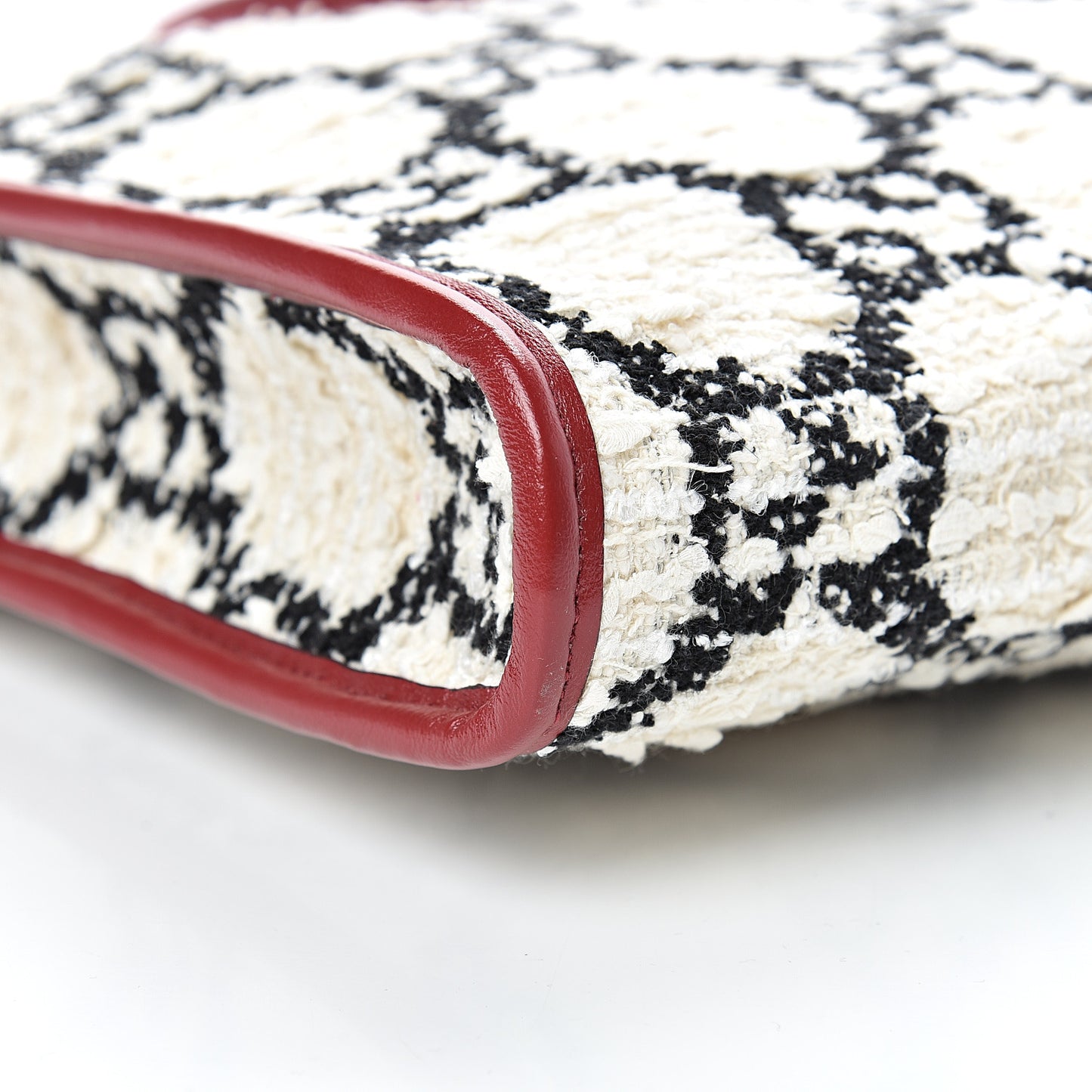 Tweed GG Monogram Large Rajah Chain Tote White Black Romantic Cherry