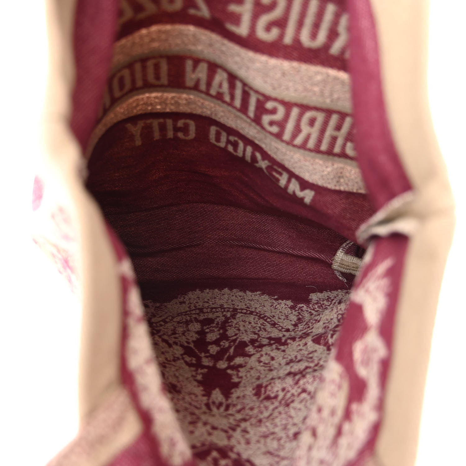 Christian Dior Canvas Print Cruise 2024 Mexico City Tote Ivory Burgundy 5 of 9
