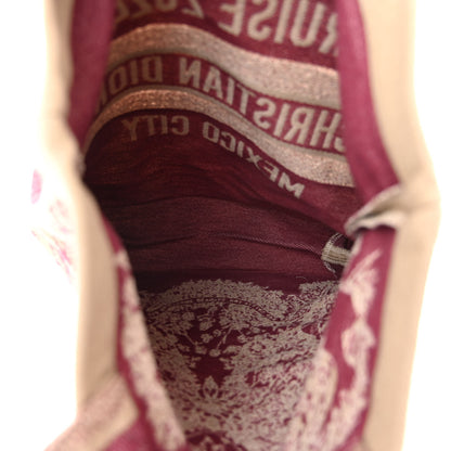Christian Dior Canvas Print Cruise 2024 Mexico City Tote Ivory Burgundy 5 of 9