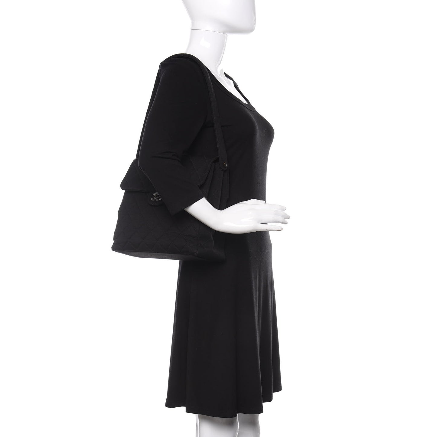 Jersey Quilted Double Sided Flap Black