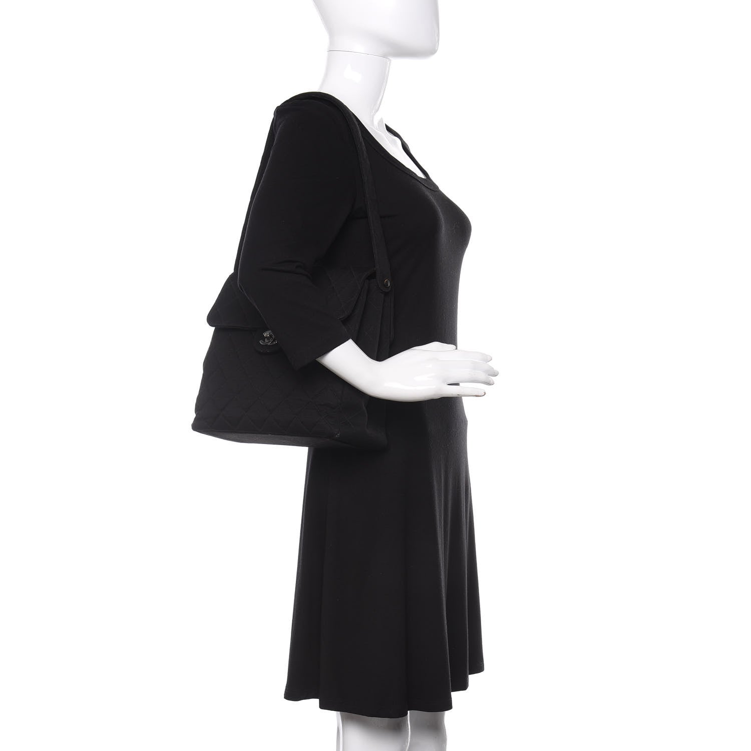 Chanel Jersey Quilted Double Sided Flap Black 2 of 15
