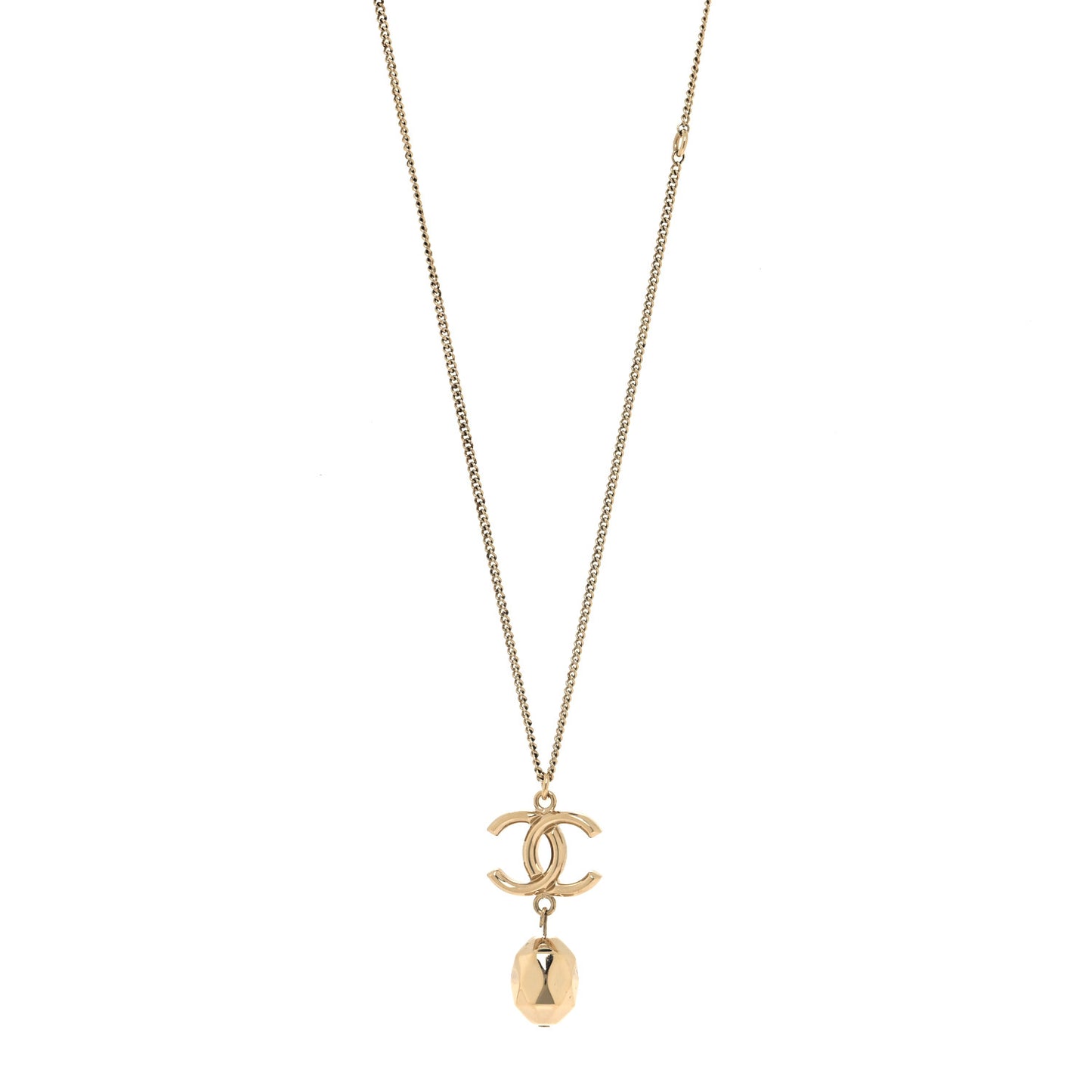 Metal Bead CC Drop CC Pendant Necklace Gold