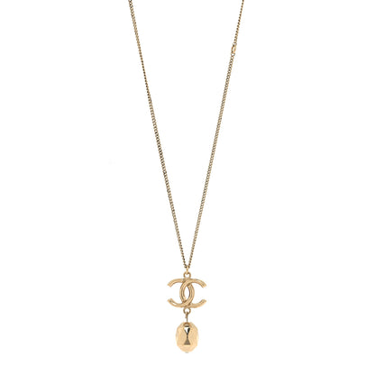 Chanel Metal Bead CC Drop CC Pendant Necklace Gold 1 of 4