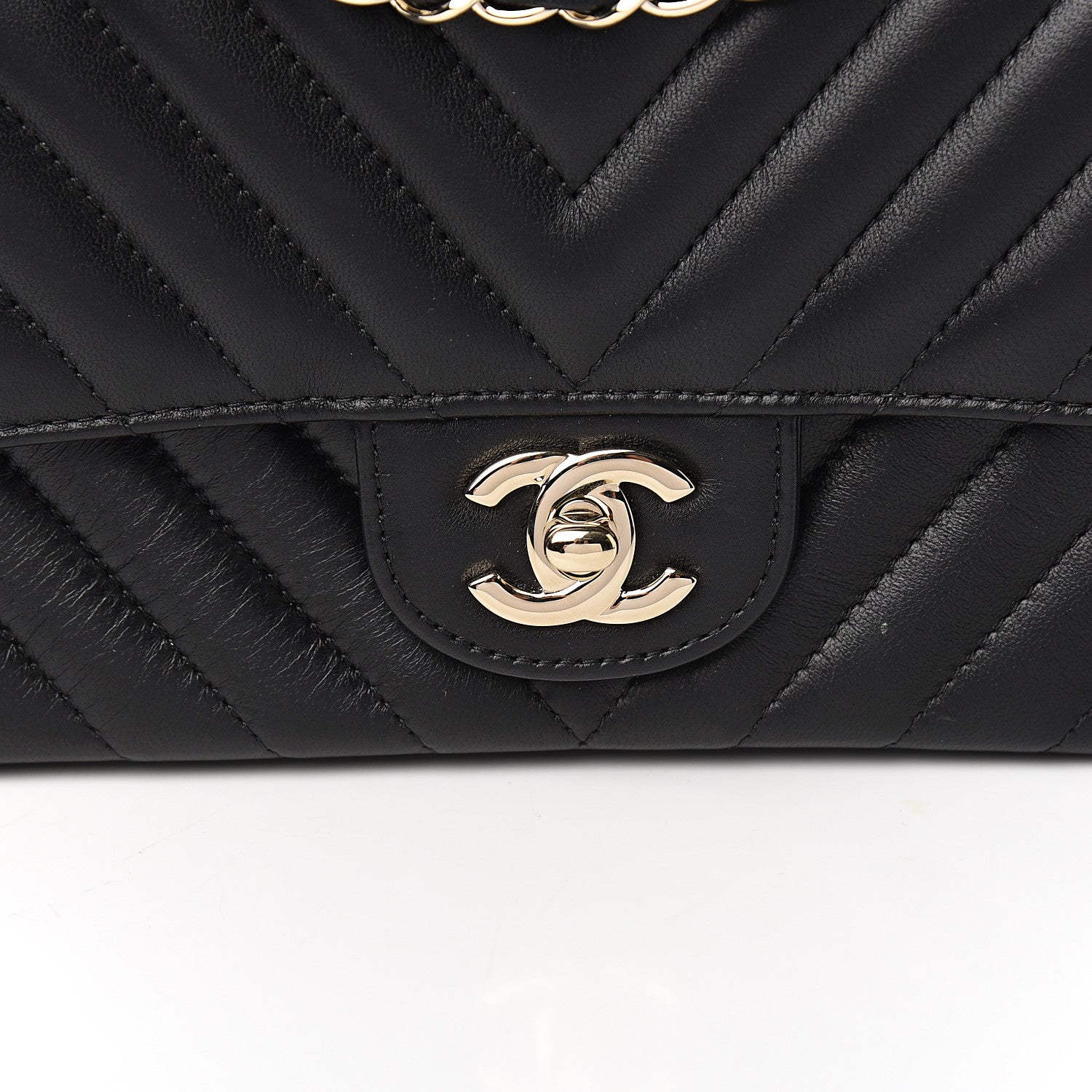 Chanel Lambskin Chevron Quilted Mini Rectangular Flap Black 9 of 10