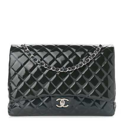 Chanel Patent Quilted Maxi Double Flap Blue 1 of 14