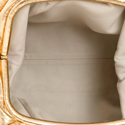 Bottega Veneta Metallic Crinkled Lambskin The Pouch Oversized Clutch Oro 5 of 13