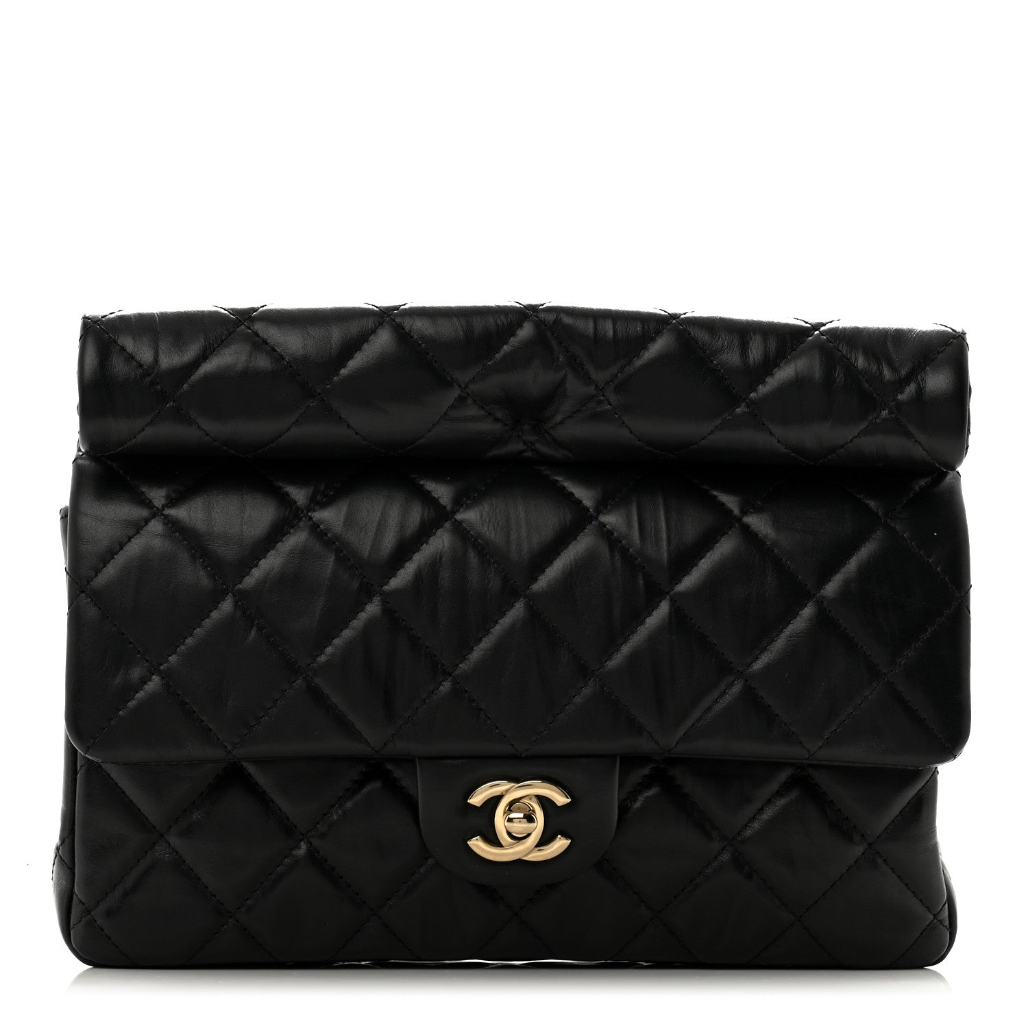 Chanel Crumpled Calfskin Quilted Clutch Black 1 of 10