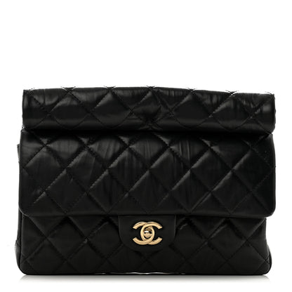 Chanel Crumpled Calfskin Quilted Clutch Black 1 of 10