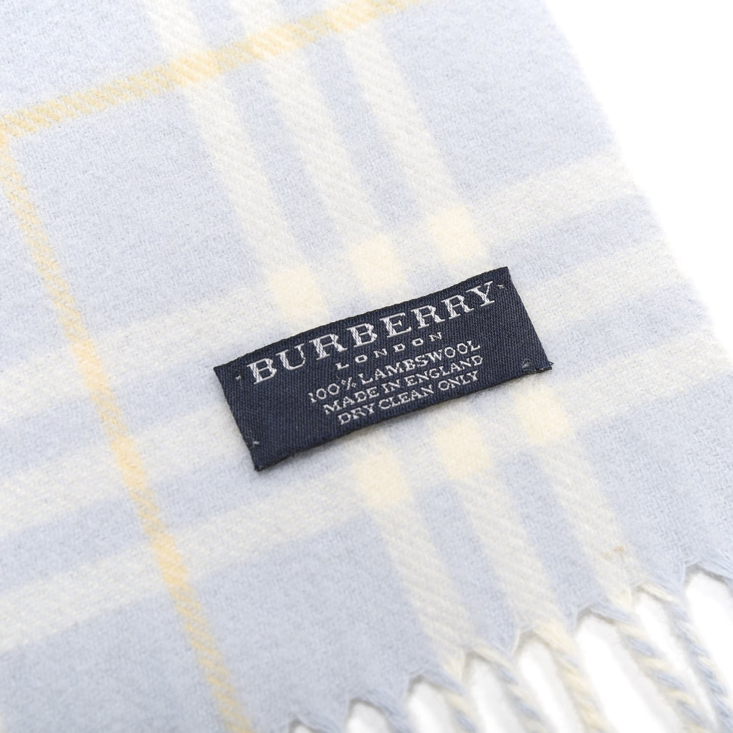 Lambswool Check Fringe Scarf Light Blue