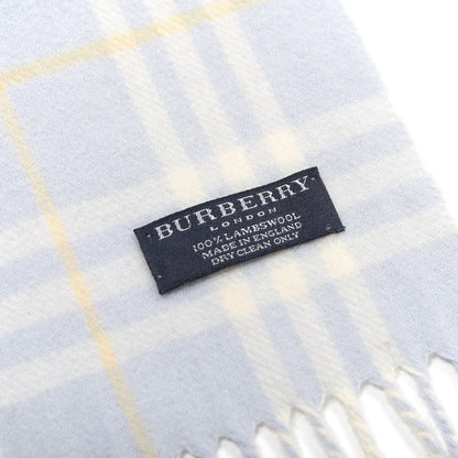 Burberry Lambswool Check Fringe Scarf Light Blue 4 of 5