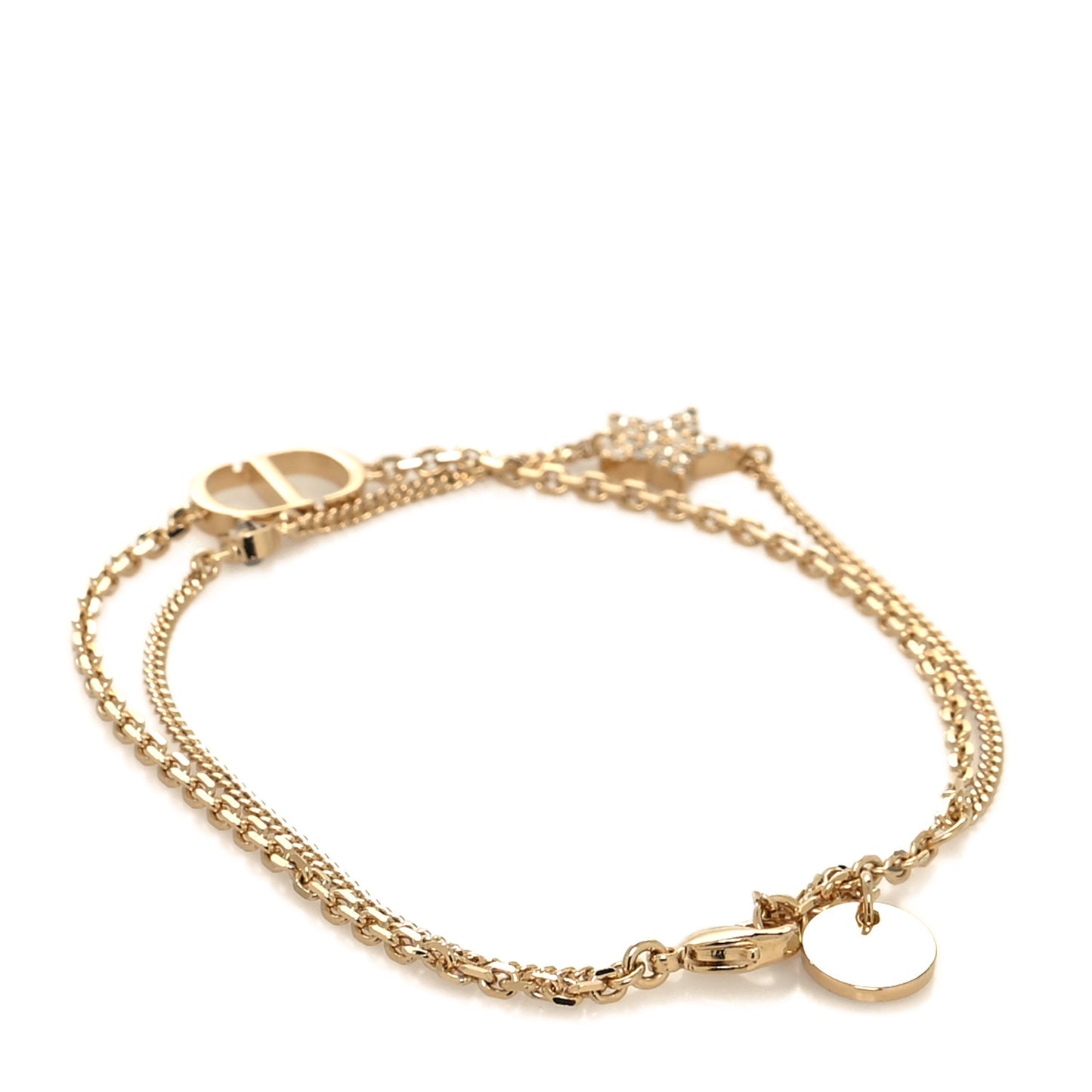 Crystal Metal Petit CD Double Bracelet Gold