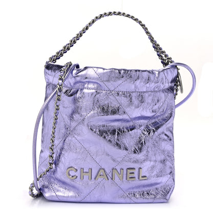 Chanel Metallic Calfskin Quilted Mini Chanel 22 Lilac 1 of 10