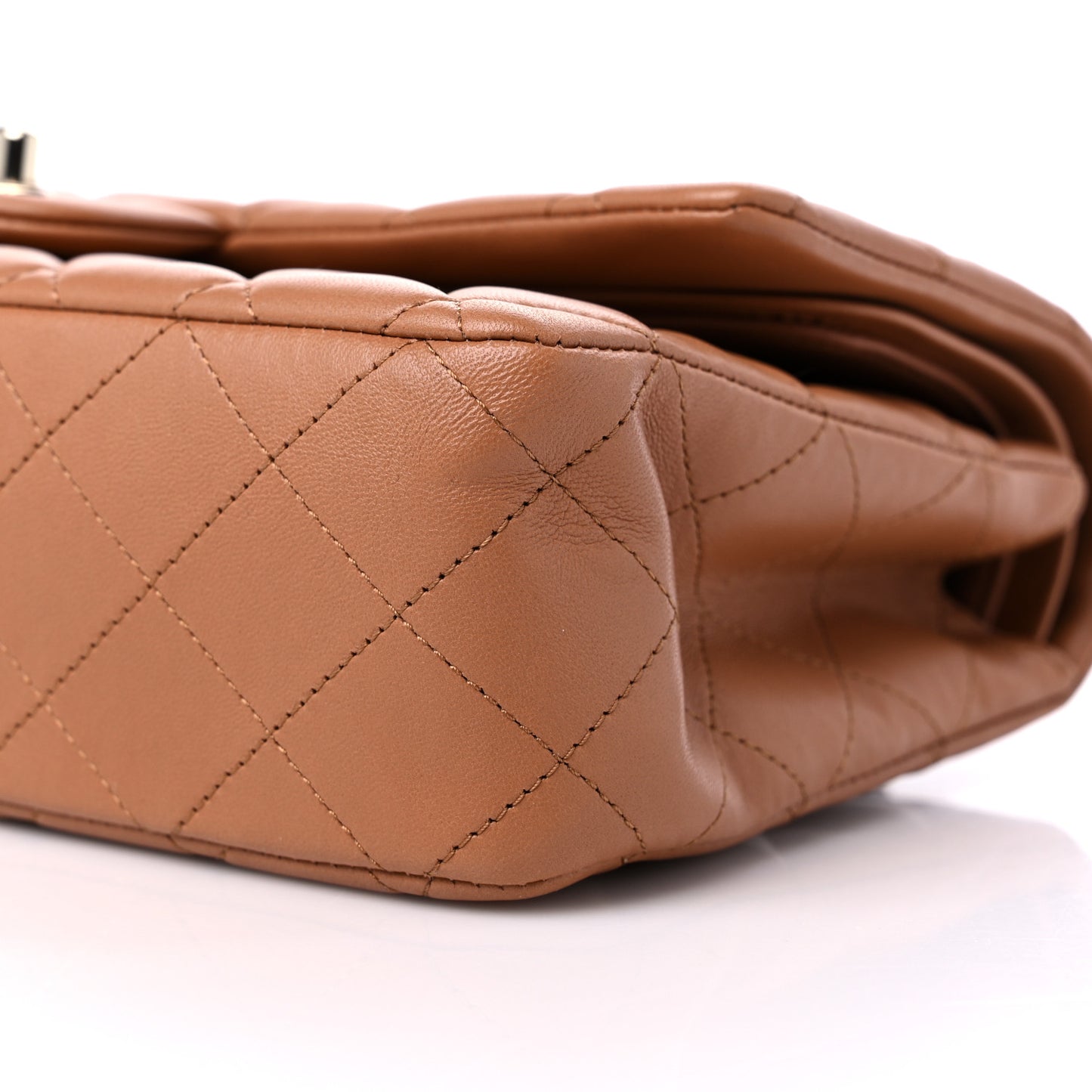 Lambskin Quilted Medium Double Flap Brown