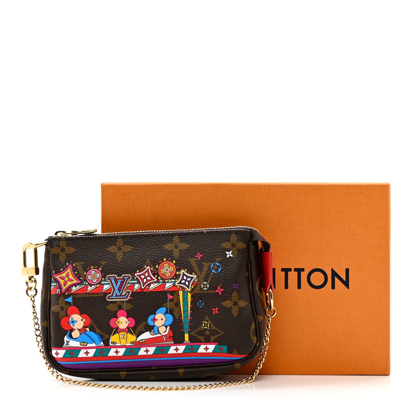 Monogram 2020 Christmas Animation Bumper Cars Mini Pochette Accessories Coquelicot