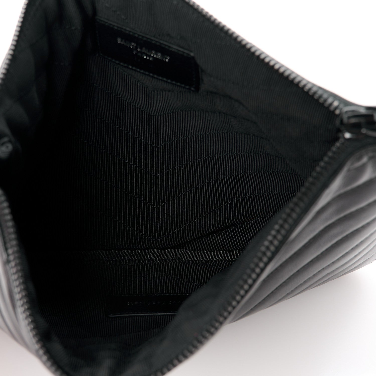 Saint Laurent Calfskin Matelasse Chevron Monogram A5 Wristlet Black 5 of 11