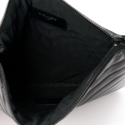 Saint Laurent Calfskin Matelasse Chevron Monogram A5 Wristlet Black 5 of 11