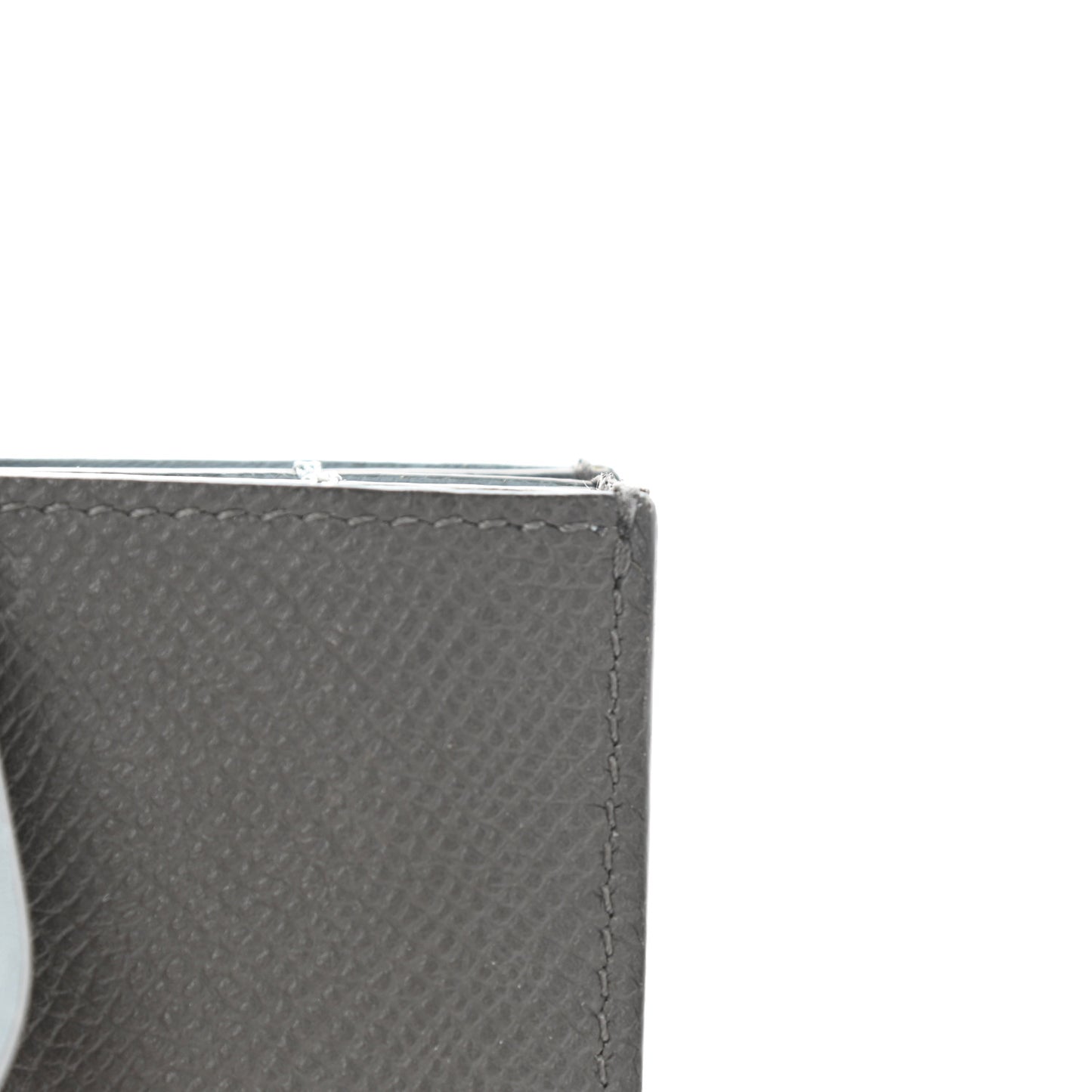 Grained Shiny Calfskin Accordion Card Holder Grey