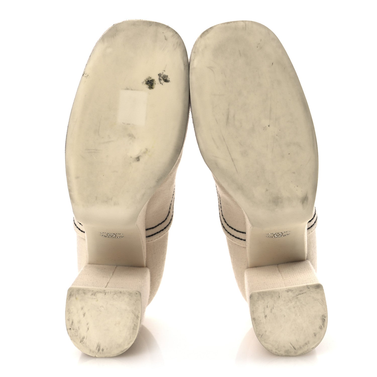 Chanel Canvas Lace Up Oxford Pumps 38 White Black 1708764