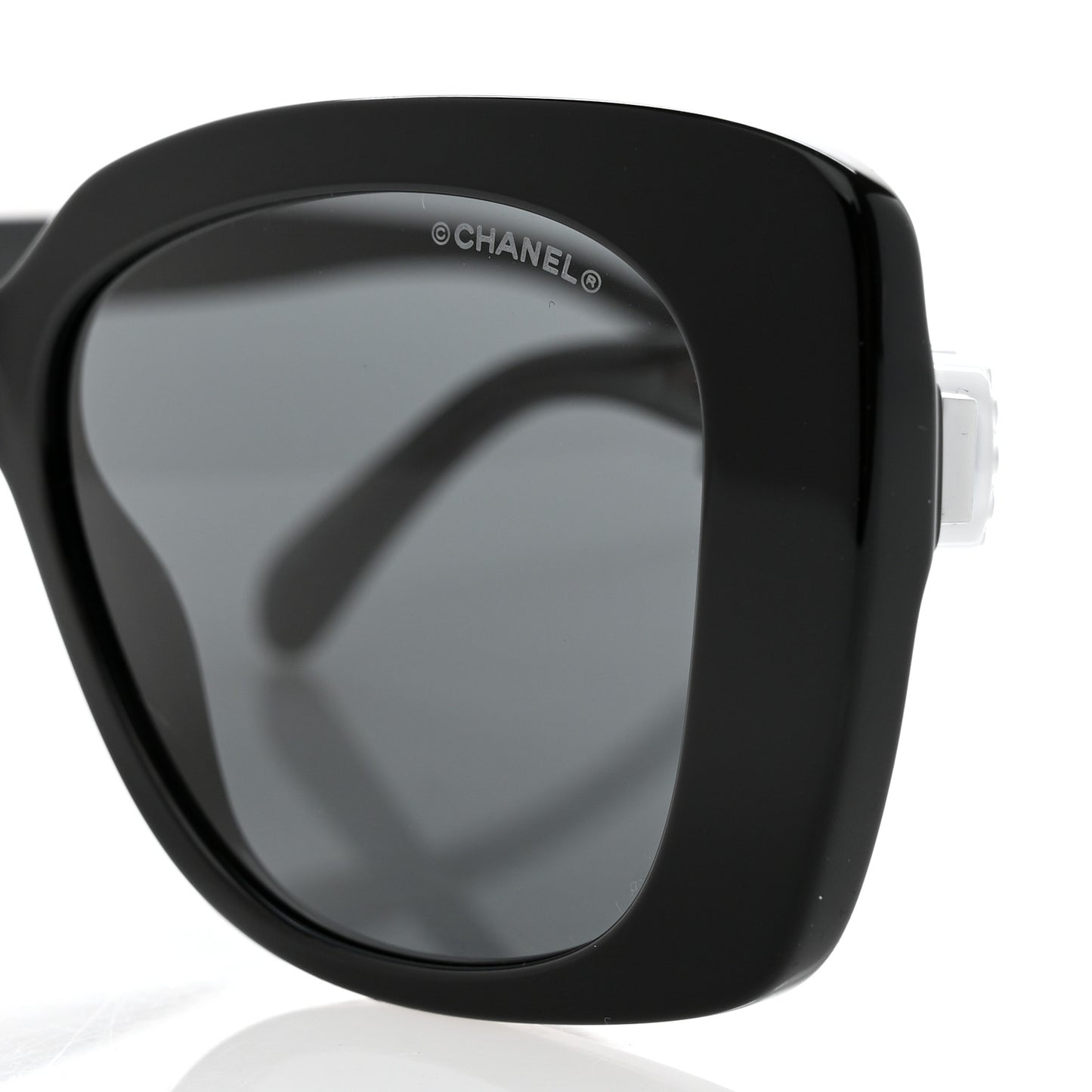Acetate Strass Square Sunglasses 5422-B Black White