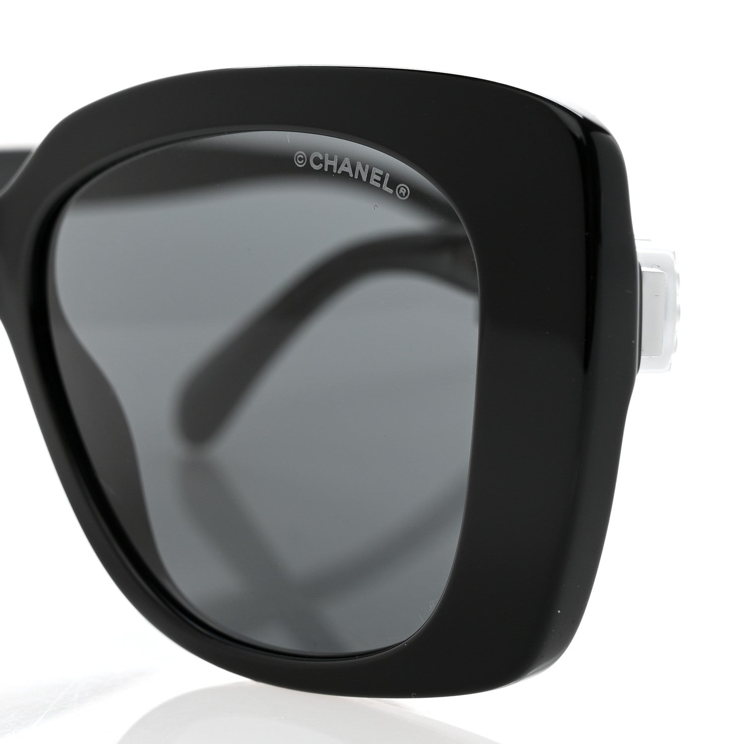 Chanel Acetate Strass Square Sunglasses 5422-B Black White 7 of 8