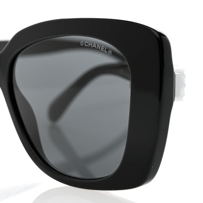 Chanel Acetate Strass Square Sunglasses 5422-B Black White 7 of 8