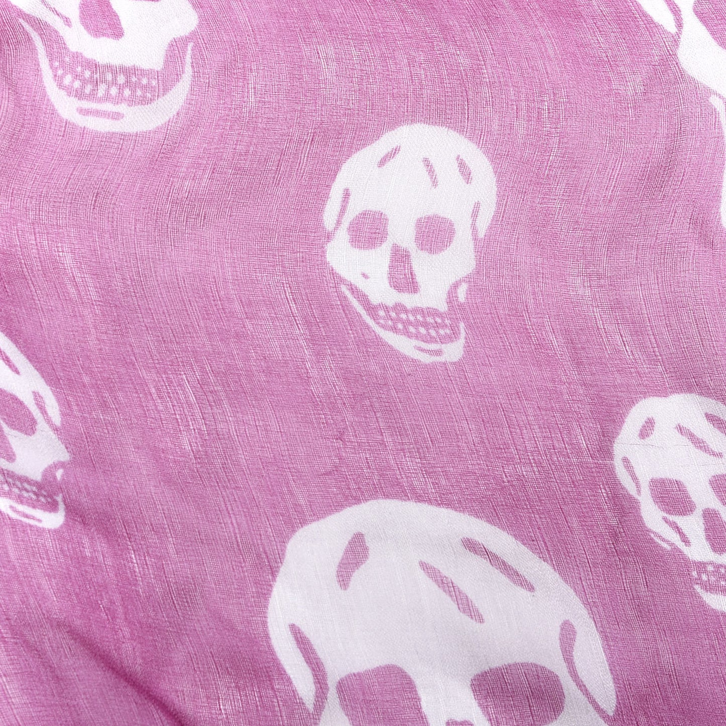 Silk Chiffon Skull Scarf Fuxia